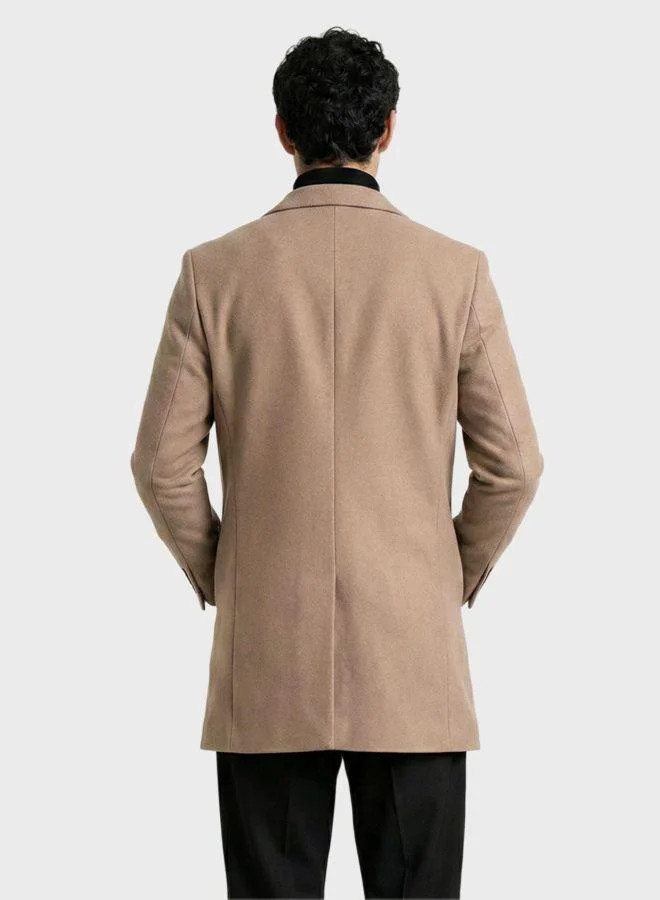 ذا انديان كراج كو Men Regular Fit Solid V-Neck Full Sleeves Trench Coat
